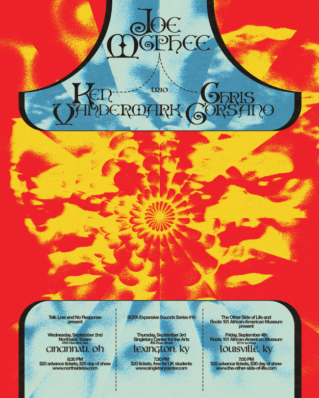 Joe McPhee/Ken Vandermark/Chris Corsano Trio 2026 Tour Poster, designed by Robert Beatty